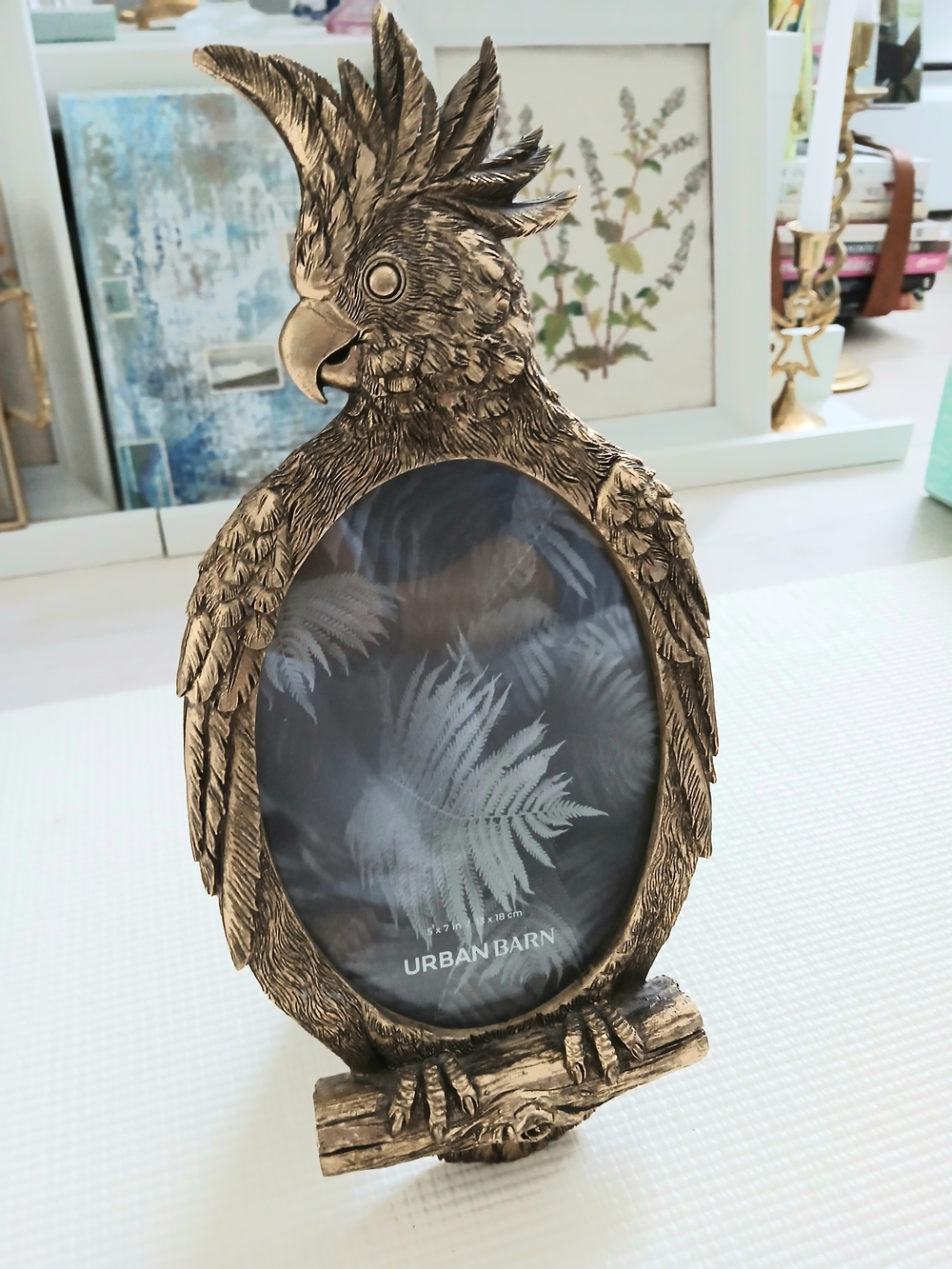 Gold tone Parrot picture frame, Urban BARN, 5x7, statement,mint, rare